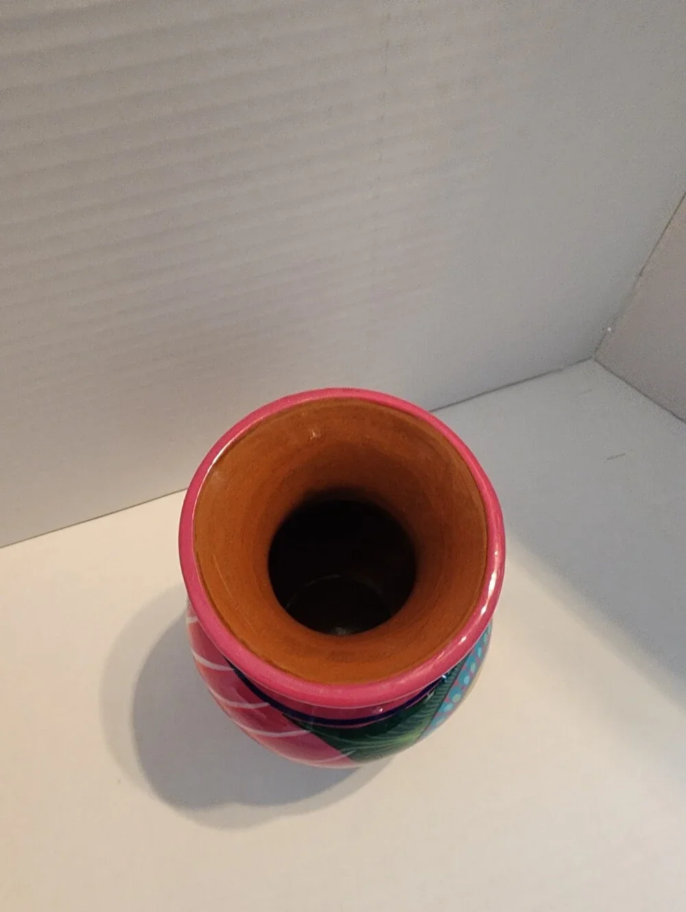 Hand-Painted Mexican Pottery Bird Vase